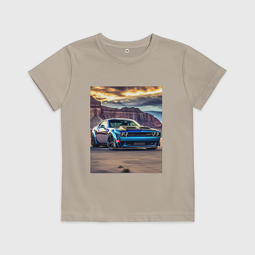 Детская футболка Авто Додж Челленджер / Миндальный – фото 1