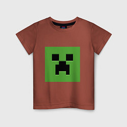 Футболка хлопковая детская Minecraft creeper face, цвет: кирпичный