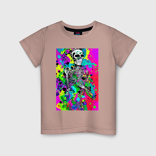 Детская футболка Funny skeleton - pop art / Пыльно-розовый – фото 1