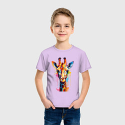 Футболка хлопковая детская Граффити с жирафом, цвет: лаванда — фото 2