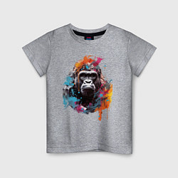Футболка хлопковая детская Граффити с гориллой, цвет: меланж