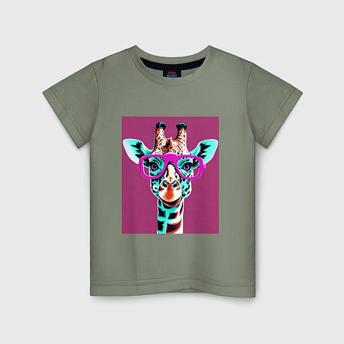 Детская футболка Жирафа в розовых очках / Авокадо – фото 1