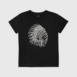 Футболка хлопковая детская Индеец шаман, цвет: черный