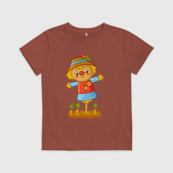 Футболка хлопковая детская Чучело, цвет: кирпичный