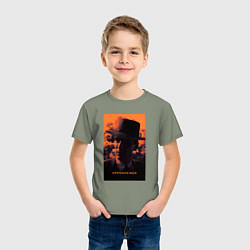 Футболка хлопковая детская Взгляд Оппенгеймера, цвет: авокадо — фото 2