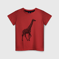 Футболка хлопковая детская Жираф гуляет, цвет: красный