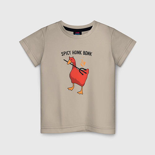 Детская футболка Spicy honk bonk - Untitled Goose Game / Миндальный – фото 1