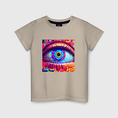 Детская футболка Глаз в стиле арт / Миндальный – фото 1