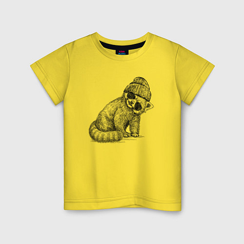 Детская футболка Малая панда хипстер / Желтый – фото 1