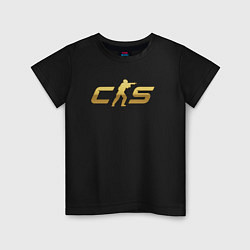Футболка хлопковая детская CS 2 gold logo, цвет: черный