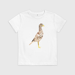 Футболка хлопковая детская Авдотка птица в стиле Low Poly, цвет: белый