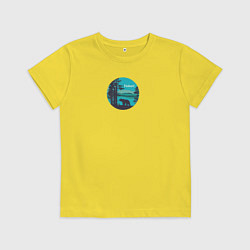 Футболка хлопковая детская Медведь бродит среди деревьев, цвет: желтый