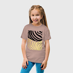 Футболка хлопковая детская Принт зебра черно- золотой, цвет: пыльно-розовый — фото 2