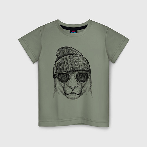 Детская футболка Львица в солнечных очках / Авокадо – фото 1