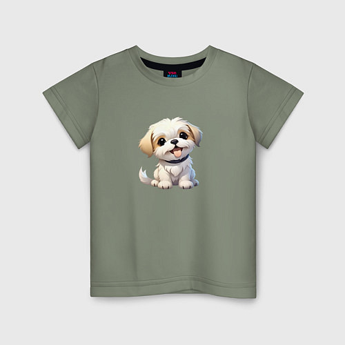 Детская футболка Милый пёсик - нейросеть / Авокадо – фото 1