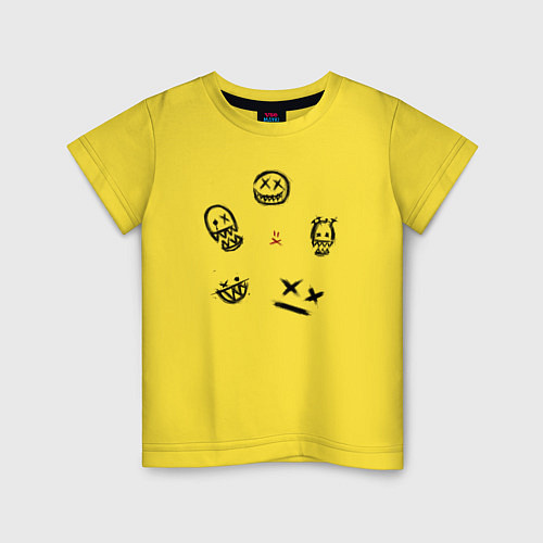 Детская футболка Страшные смайлы граффити / Желтый – фото 1