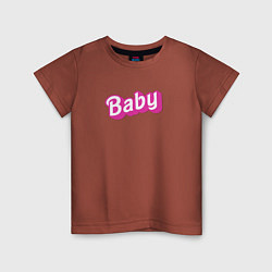 Футболка хлопковая детская Baby: pink barbie style, цвет: кирпичный