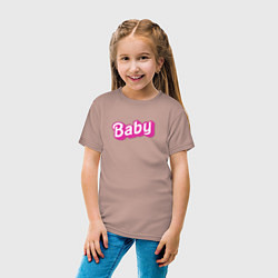 Футболка хлопковая детская Baby: pink barbie style, цвет: пыльно-розовый — фото 2