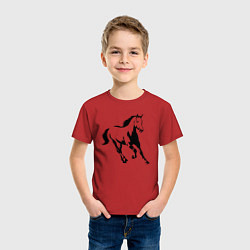 Футболка хлопковая детская Конь скачет, цвет: красный — фото 2