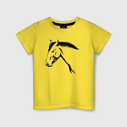Футболка хлопковая детская Голова лошади, цвет: желтый