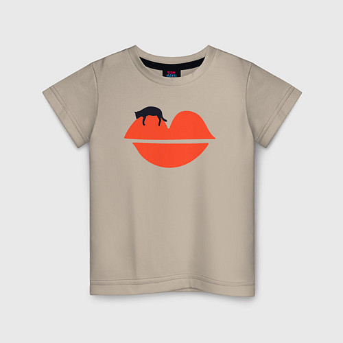 Детская футболка Kiss cat / Миндальный – фото 1