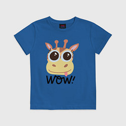Футболка хлопковая детская Wow giraffe, цвет: синий