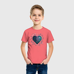 Футболка хлопковая детская Киберсердце минимализм, цвет: коралловый — фото 2