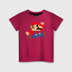 Футболка хлопковая детская Пиксельный Марио, цвет: маджента