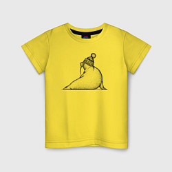 Футболка хлопковая детская Морж в шапке, цвет: желтый