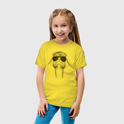 Футболка хлопковая детская Морж модный, цвет: желтый — фото 2