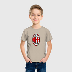 Футболка хлопковая детская Футбольный клуб Milan, цвет: миндальный — фото 2