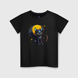 Футболка хлопковая детская Cat dragon, цвет: черный