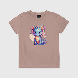 Футболка хлопковая детская Cute dragon cat, цвет: пыльно-розовый