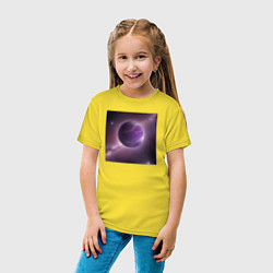 Футболка хлопковая детская Планета фиолет, цвет: желтый — фото 2