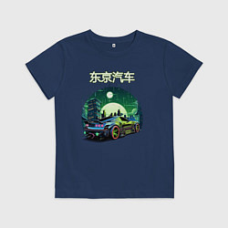 Футболка хлопковая детская Токийский драйв, цвет: тёмно-синий