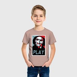 Футболка хлопковая детская Play saw, цвет: пыльно-розовый — фото 2