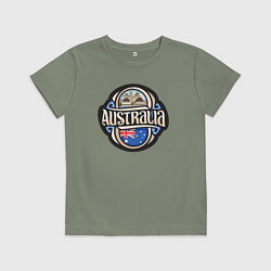 Футболка хлопковая детская Australia adventure, цвет: авокадо