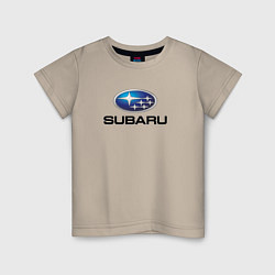 Футболка хлопковая детская Subaru sport auto, цвет: миндальный