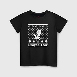 Футболка хлопковая детская Sweater dragon year, цвет: черный