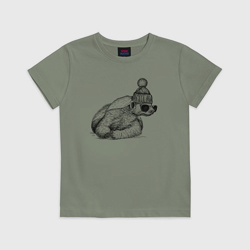 Детская футболка Медоед стильный / Авокадо – фото 1