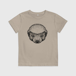 Футболка хлопковая детская Голова медоеда, цвет: миндальный
