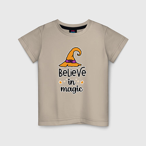 Детская футболка Believe in magic ведьмина шляпа хэллоуин / Миндальный – фото 1