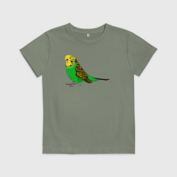 Футболка хлопковая детская Красивый попугайчик, цвет: авокадо