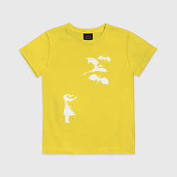Футболка хлопковая детская Девочка и драконы, цвет: желтый