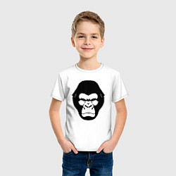 Футболка хлопковая детская Голова гориллы гравюра, цвет: белый — фото 2