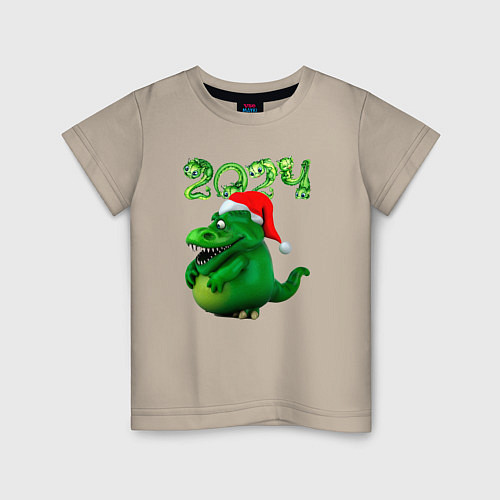 Детская футболка Толстый дракон 2024 / Миндальный – фото 1