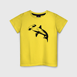 Футболка хлопковая детская Рыба-молот трафарет, цвет: желтый