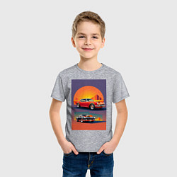 Футболка хлопковая детская Ретро спорт кар, цвет: меланж — фото 2