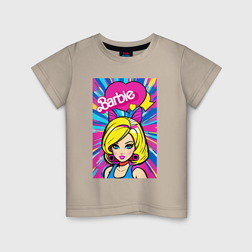 Детская футболка Barbie - pop art / Миндальный – фото 1
