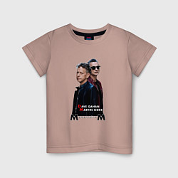 Футболка хлопковая детская Depeche Mode - Dave and Martin Memento Mori, цвет: пыльно-розовый